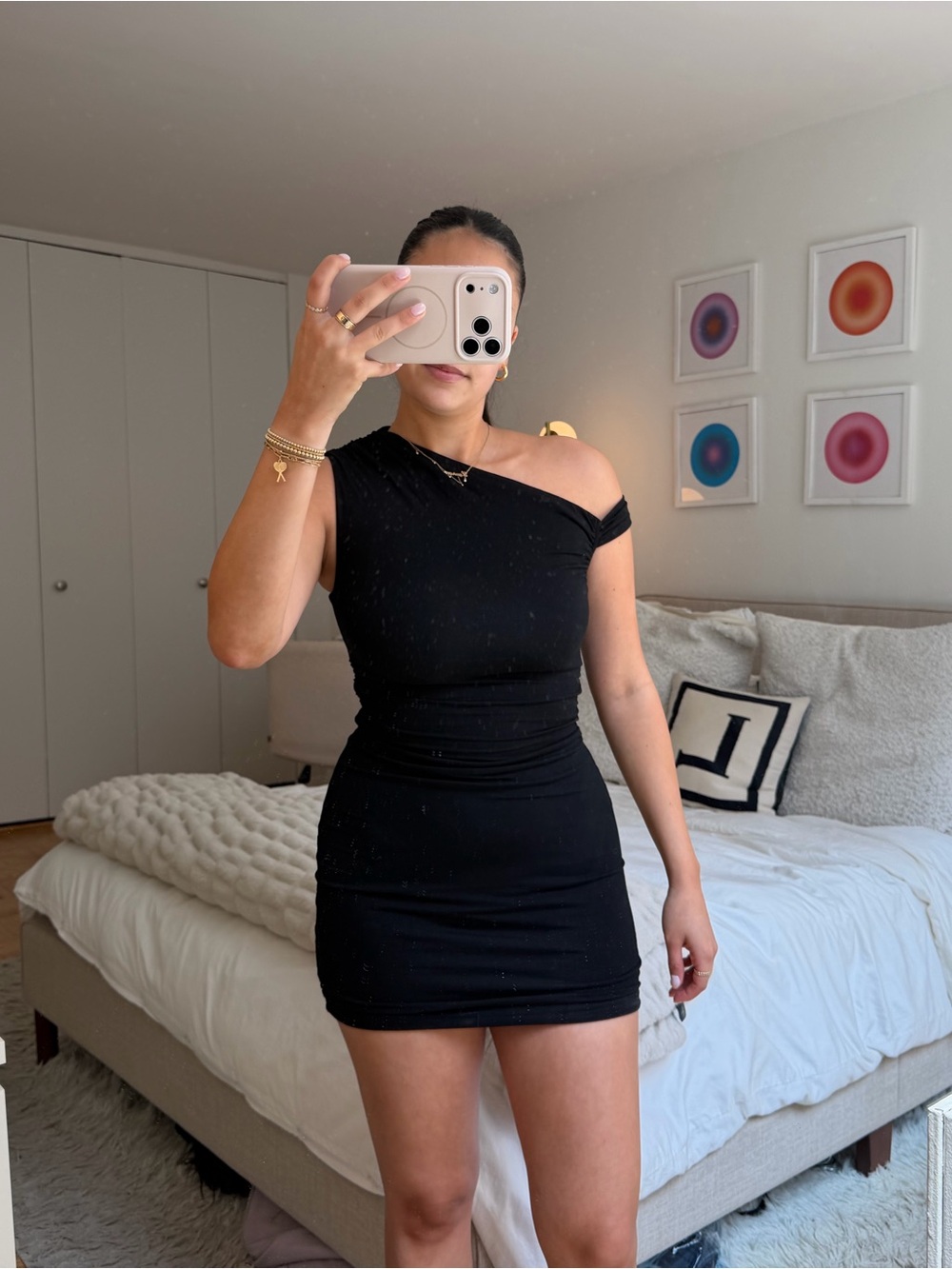 Princess Polly Black One-Shoulder Drape Bodycon Mini Dress